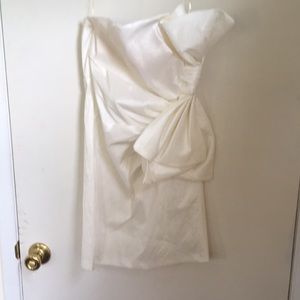 Strapless white mini dress